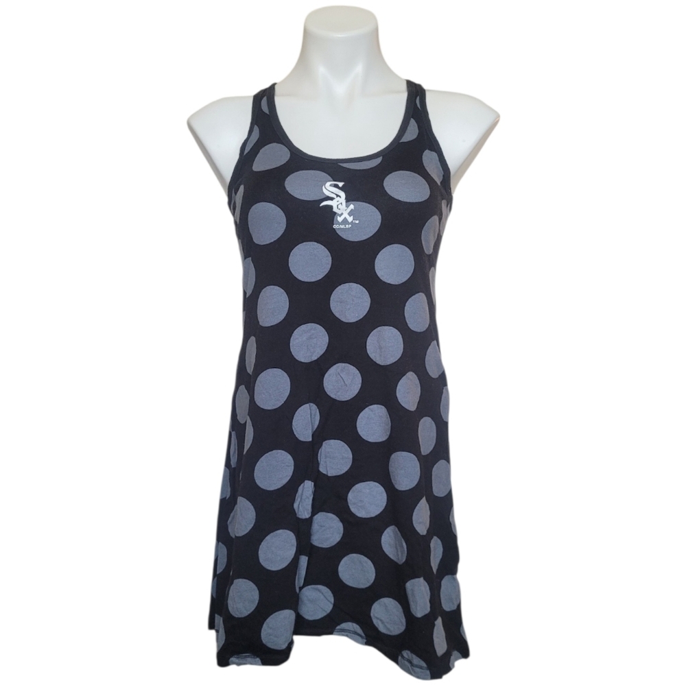 Concepts Sport White Sox Womens Medium Black Polka Dot Night Dress